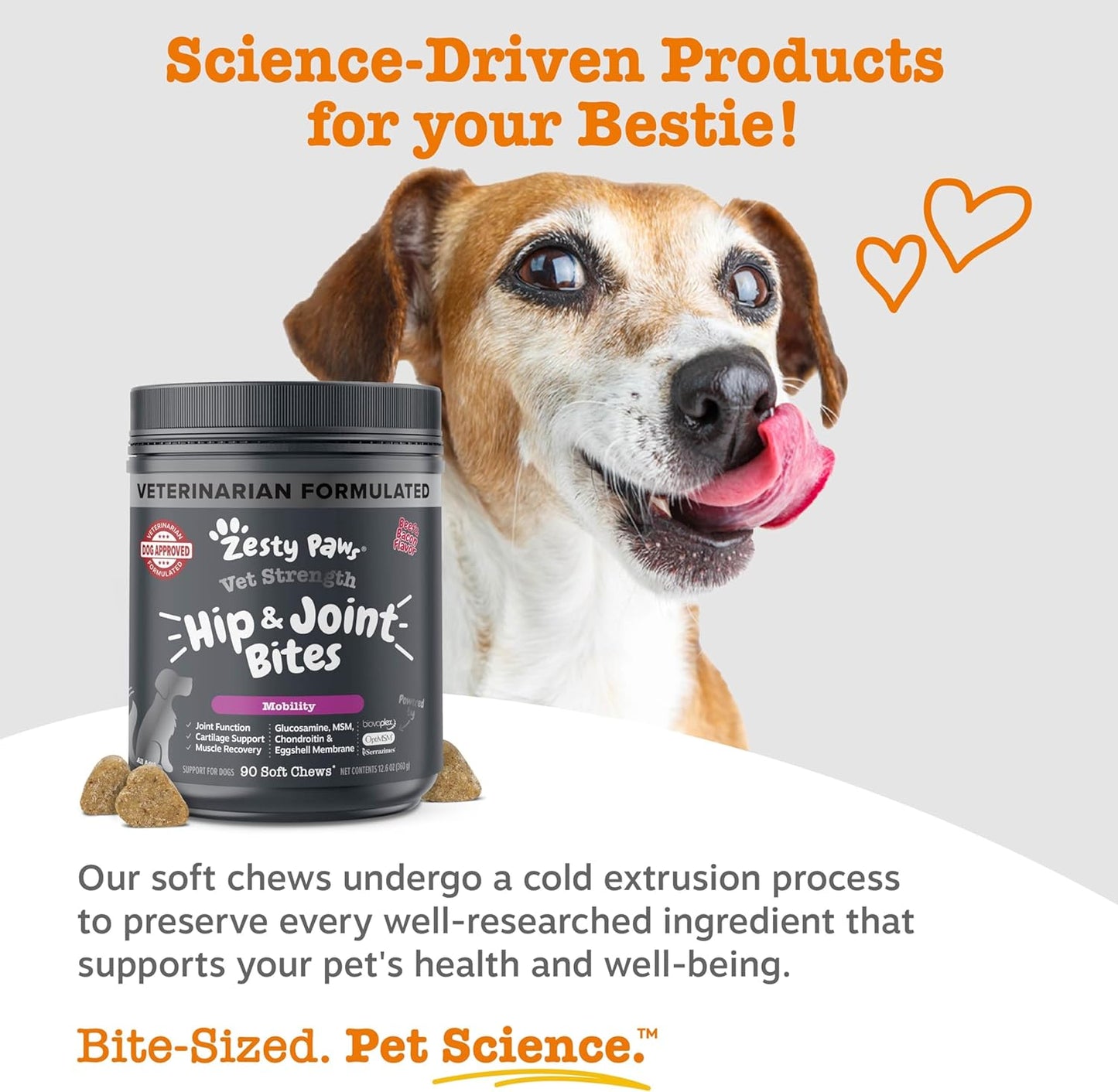 Zesty Paws Vet Strength Mobility Bites Beef & Bacon Flavor Hip & Joint Support 90 Count