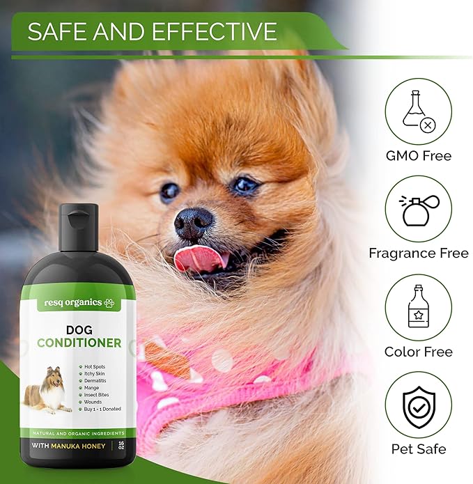 Hypoallergenic Dog Coat Conditioner- Detangles & Softens Fur, Calms Itching & Dryness
