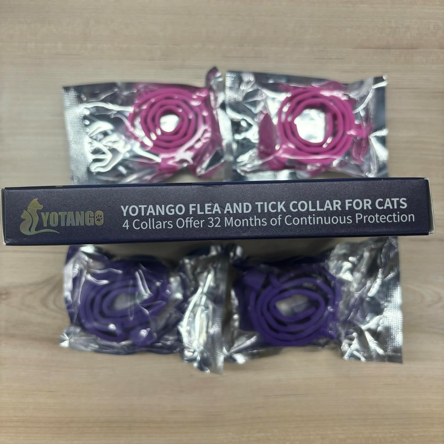 4 Pack Flea Collar for Cats, 32 Months Flea and Tick Prevention for Cat, Waterproof Cat Flea Collar, Natural Flea Treatment, Adjustable Fleas and Ticks Collars for Cats Kittens(Pink&Purple)