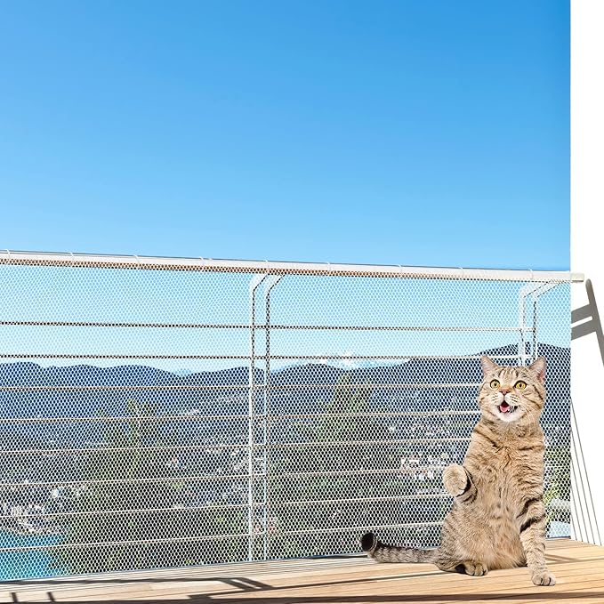 Shappy Balcony Net for Pets 16.5 ft x 2.5 ft Anti Fall Cat Dogs Netting Balcony (White)