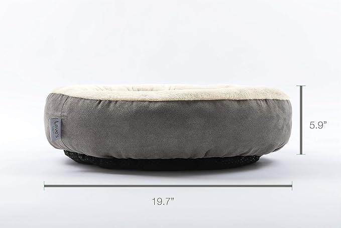 Love's cabin Round Donut Cat and Dog Cushion Bed, 20in Bed for Cats or Small Dogs,Gray
