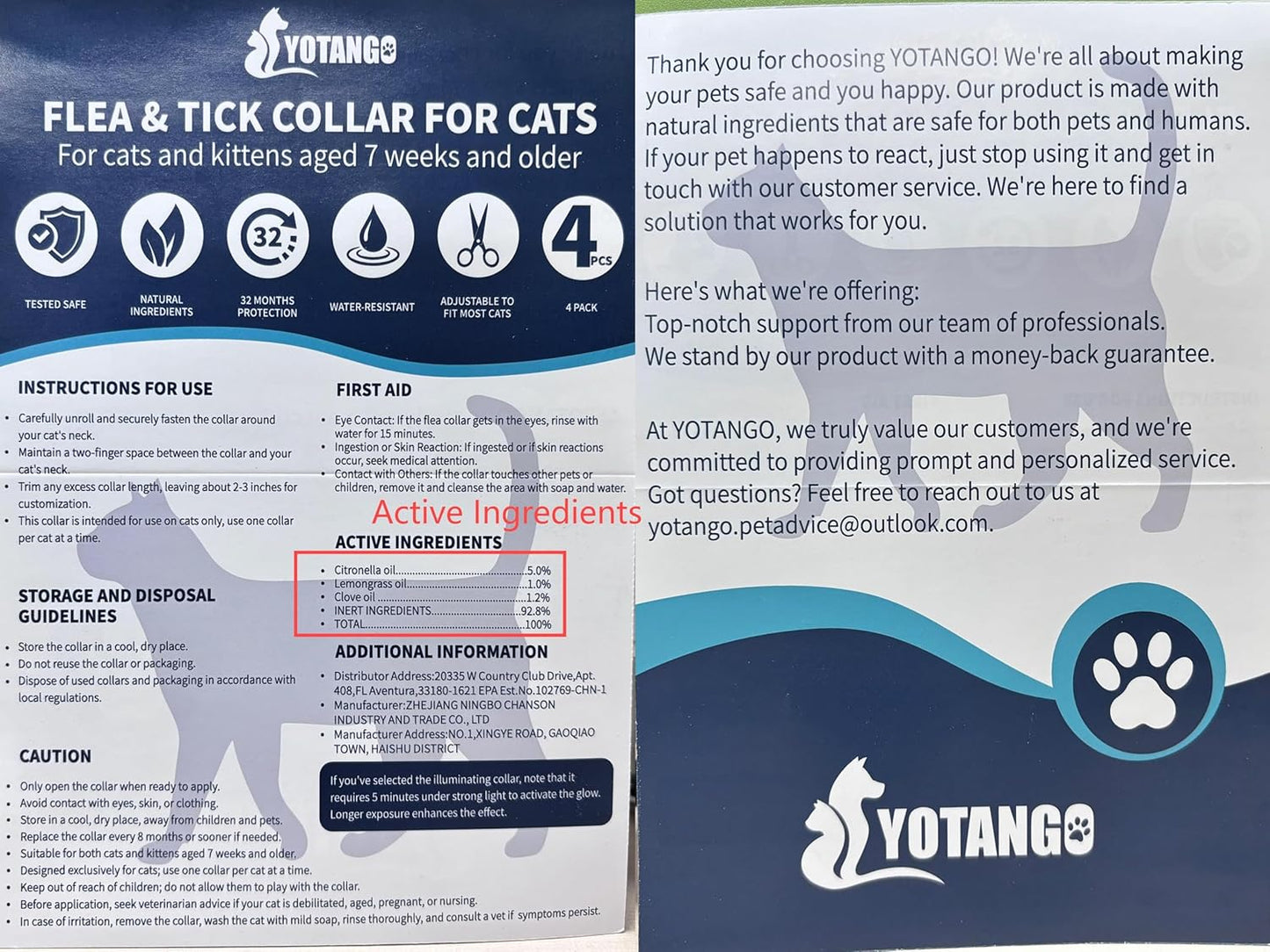 4 Pack Flea Collar for Cats, 32 Months Flea and Tick Prevention for Cat, Waterproof Cat Flea Collar, Natural Flea Treatment, Adjustable Fleas and Ticks Collars for Cats Kittens(Pink&Purple)