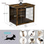 DWANTON Dog Crate Furniture with Cushion, Wooden Kennel Table with Double Doors, Indoor Dog House, Small/Medium/Large/Extra Large Size, 27.2" L, Rustic Brown