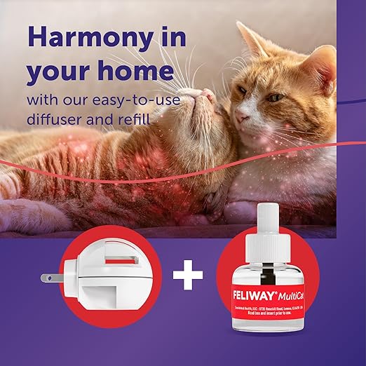 FELIWAY MultiCat 30 Day Cat Calming Plug In Pheromone Diffuser Starter Kit, 48ml