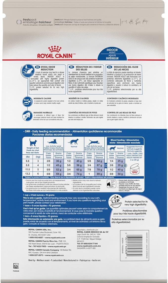 Royal Canin Feline Health Nutrition Indoor Adult Dry Cat Food, 3 lb Bag