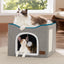 Bedsure Cat Beds for Indoor Cats - Large Cat Cave for Pet Cat House with Fluffy Ball Hanging and Scratch Pad, Foldable Cat Hideaway, 16.5x16.5x13 inches