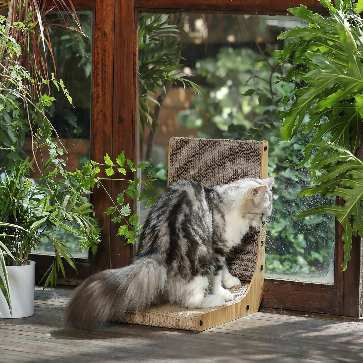 FUKUMARU Cat Scratcher, 18.7 Inch L Shape Cat Scratch Pad Wall Mounted