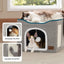 Bedsure Cat Beds for Indoor Cats - Large Cat Cave for Pet Cat House with Fluffy Ball Hanging and Scratch Pad, Foldable Cat Hideaway, 16.5x16.5x13 inches