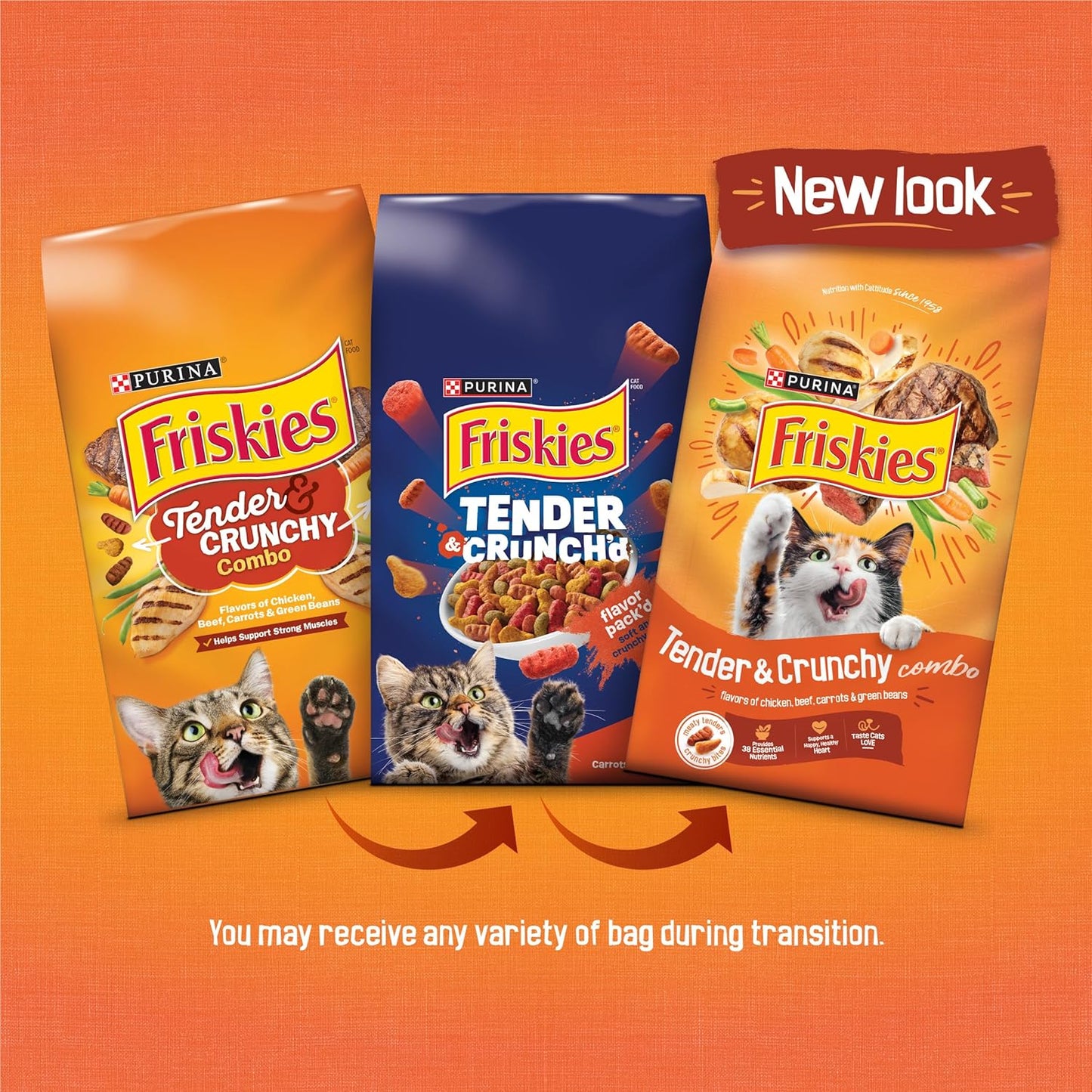 Purina Friskies Tender and Crunchy Combo with Flavors of Chicken, Beef, Carrots and Green Beans Dry and Tender Cat Food - 16 Lb. Bag
