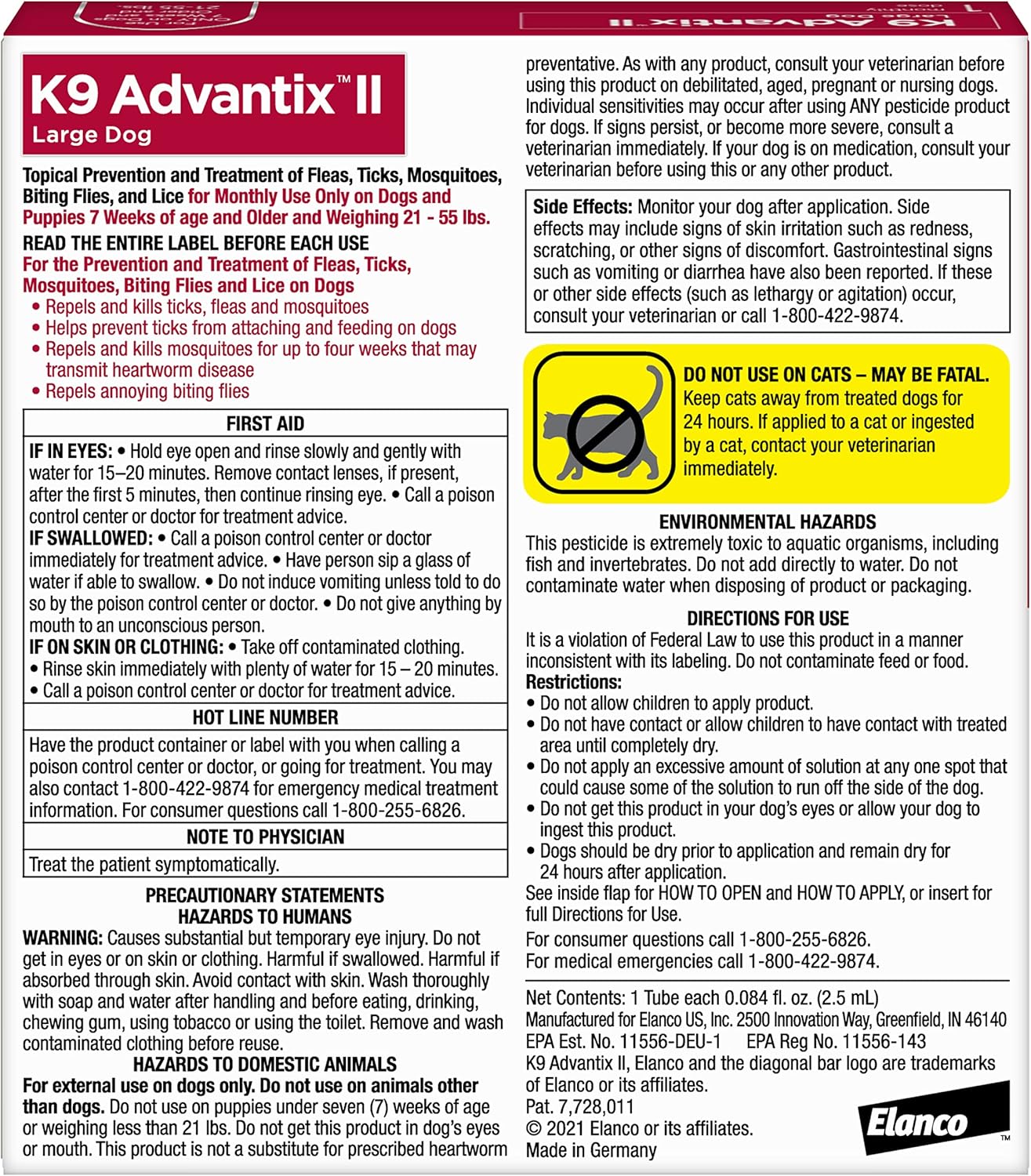 K9 Advantix II Large Dog Vet-Recommended Flea, Tick & Mosquito Treatment & Prevention | Dogs 21 - 55 lbs. | 6-Mo Supply