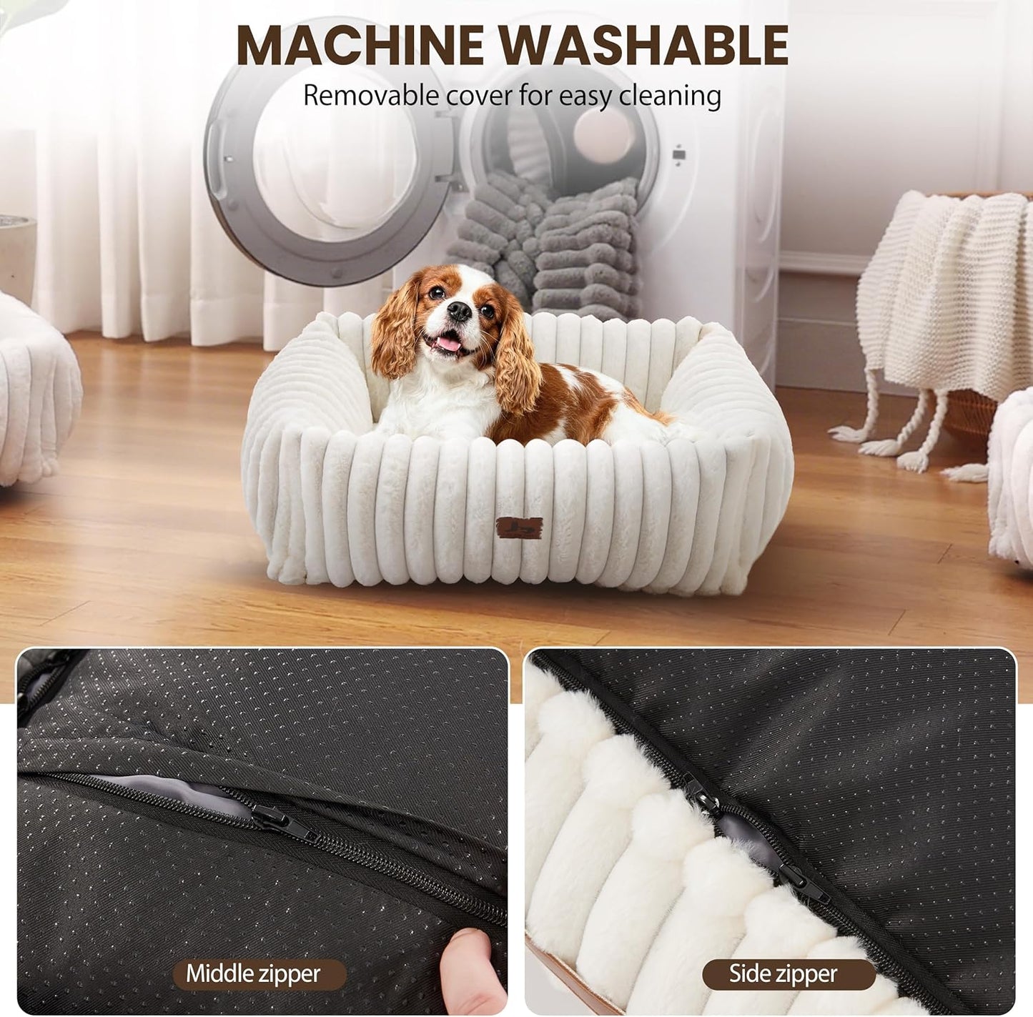 Washable Dog Bed for Small Medium Dogs (25x21x7inchs)