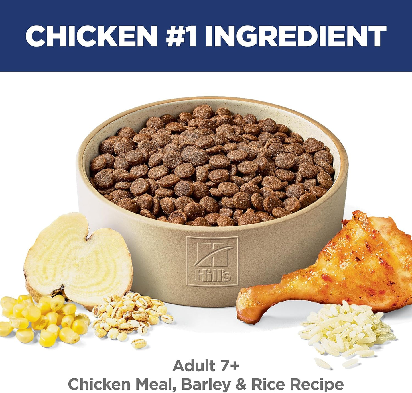 Hill's Science Diet Adult 7+, Senior Adult 7+ Premium Nutrition, Dry Dog Food, Chicken, Brown Rice, & Barley, 33 lb Bag