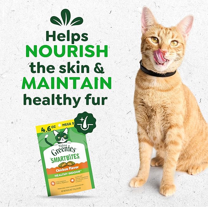 Greenies Feline Smartbites, Cat Treats Healthy Recipe, Indoor Cat Treats, Chicken Flavor, 4.6 oz. Pack