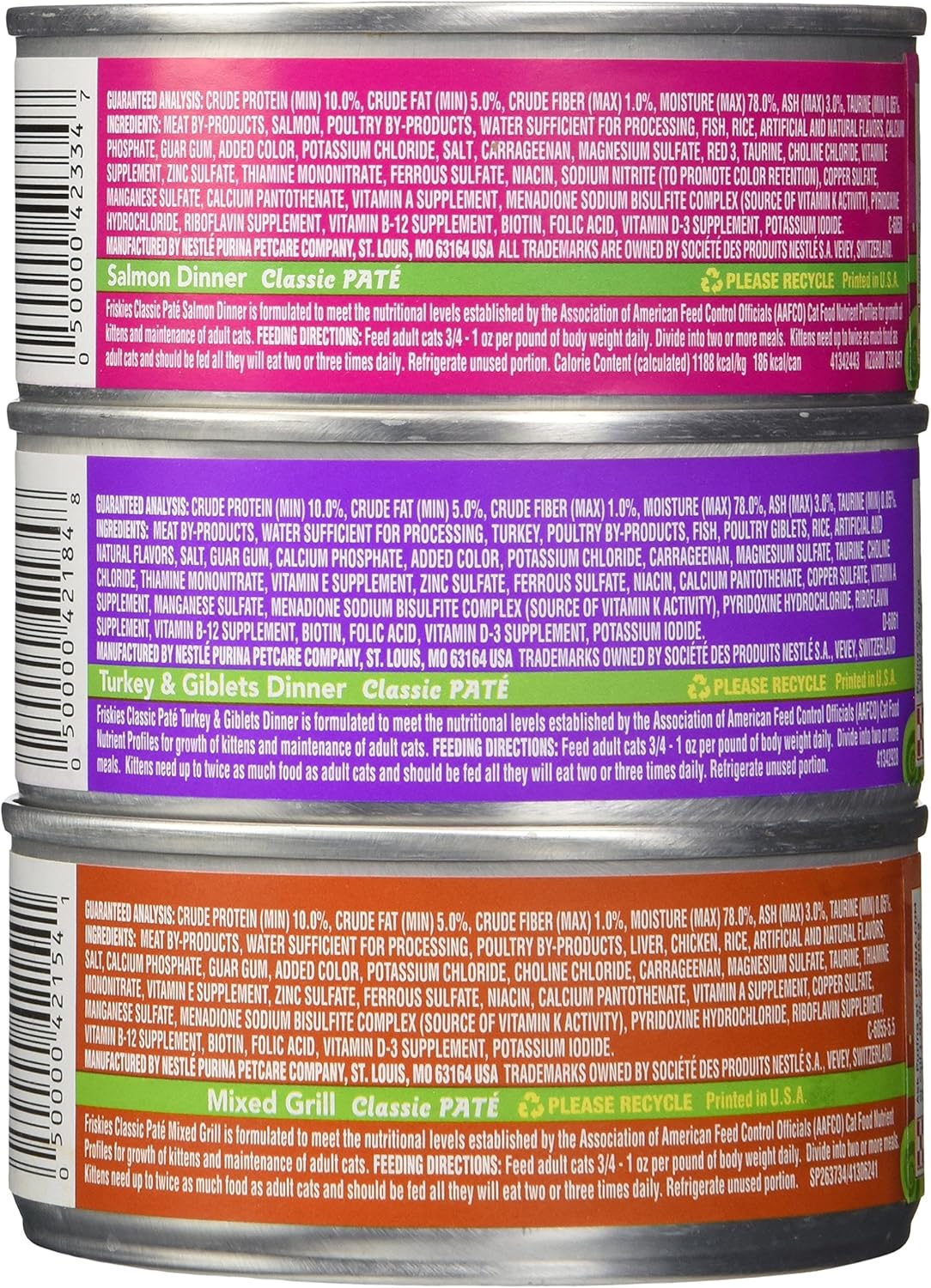 Friskies Wet Cat Food, Friskies Pate, 3-Flavor Variety Pack, 5.5-Ounce Can, Pack of 12