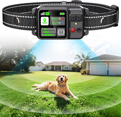 GPS Wireless Dog Fence, Invisible & Electric Fence for Dogs | Adjustable Boundary from 49 to 6561 ft | GPS Positioning, Protection Mode, 100% Waterproof | for Outdoor Use