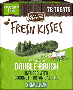 Merrick Fresh Kisses Natural Dental Chews Infused With Coconut And Botanical Oils For Tiny Dogs 5-15 Lbs - 78 ct. Box