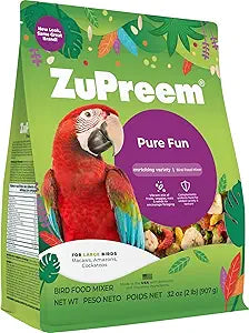 ZuPreem Pure Fun Bird Food, Cockatoo, Macaw, Seed and Pellet Blend for Large Birds, (L, 2 lbs)