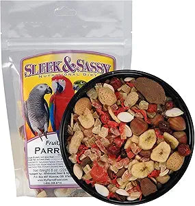 SLEEK & SASSY Fruit, Veggie, Nut Parrot Treat Perfect for Large Conures (8 oz.)