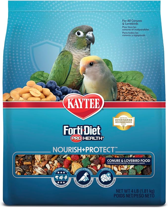 Kaytee Forti-Diet Pro Health Nourish+Protect Conure & Lovebird Food, 4 pounds