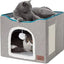 Bedsure Cat Beds for Indoor Cats - Large Cat Cave for Pet Cat House with Fluffy Ball Hanging and Scratch Pad, Foldable Cat Hideaway, 16.5x16.5x13 inches