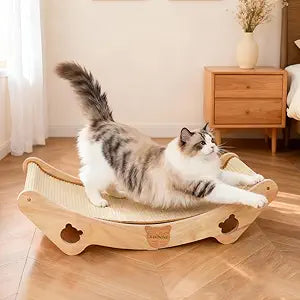 Upgraded Sisal Cat Scratcher Bed, Solid Oak Frame 1.3 cm Thick, 100% Sisal Pad