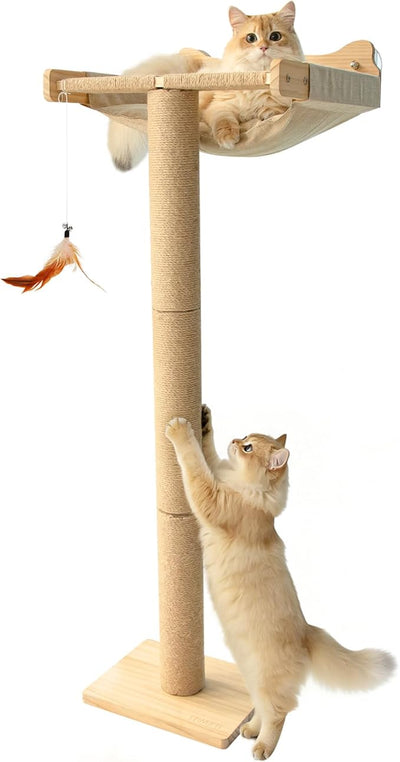 Cat Window Perch with 3 Adjustable Sisal Scratching Posts, Drill-Free Suction Cups, 45 lbs Capacity