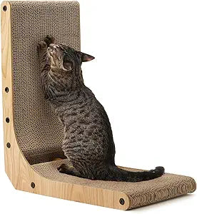 FUKUMARU Cat Scratcher, 18.7 Inch L Shape Cat Scratch Pad Wall Mounted