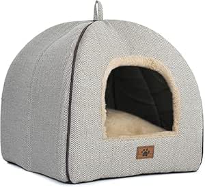 WINDRACING Cat Bed for Indoor Cats - Cat House Tent with Removable Washable Cushioned Pillow, Soft and Self Warming Kitten beds & Furniture, Pet Bed