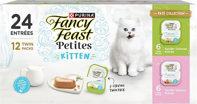 Purina Fancy Feast Petites Kitten Tender Pate Gourmet Wet Kitten Food Variety Pack - 12 ct. Tub