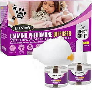 Cat Pheromones Calming Diffuser Cat Anxiety Relief Pheromones for Cats Promotes Well-Being & Comfort Cat Calming Diffuser with 2 Refills 60 Days Long Lasting Serenity