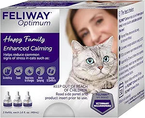 FELIWAY Optimum 3 x 30 Day Cat Calming Refills for Pheromone Diffuser, 3 x 48ml Value Pack