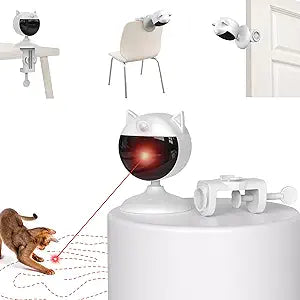 Potaroma Smart Sensor Cat Laser Toys Interactive, Motion Activated Truly Random Trjajectory, Clamp Design, Automatic Chargeable Kitten Toy Indoor Exercise, Cream White