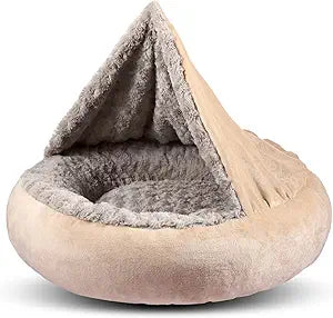 GASUR Small Dog & Cat Bed, 23'' Donut Pet Bed Mat with Hooded Blanket, Anti-Anxiety up to 20lbs