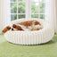 Bedsure ComfyFleece™ Donut Medium Dog Bed - Washable Faux Fur with Corduroy Fleece & Anti Slip Bottom, Round Pet Bed with Removable Cover, Cream, 30x30x8 inches