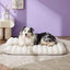 LE SURE Cute Orthopedic Dog Bed Large Sized Dog, Waterproof Chic Flat Pet Beds with Removable Washable Cover, Fuzzy Thick Egg Crate Foam Pet Mat for Indoor Use (36" x 27", Cream)