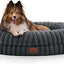 Dog Bed Medium Sized Dog - Luxury Striped Faux Fur Waterproof Pet Couch with Removable Washable Cover