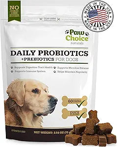 Paw Choice Probiotics for Dogs with Prebiotics - Daily Chews for Gut Health
