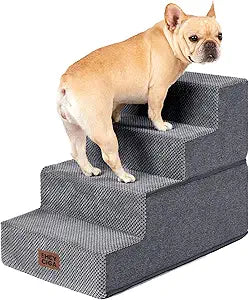 EHEYCIGA Dog Stairs for Bed 18" H, 4-Step Dog Steps for High Bed