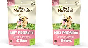 Pet Naturals Daily Probiotic for Dogs,120M CFUs - Pre and Probiotics for Dogs Digestive Health,Gut Health,Immune Support,Diarrhea,Allergies and Itching - 60 Chews,Duck Flavor,(Pack of 2)