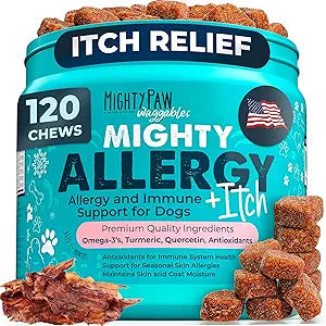 Mighty Paw Waggables Allergy Immune + Itch (Made in The USA,120 Ct