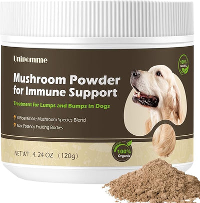 Dog Lumps & Bumps Supplement - Turkey Tail Mushroom Powder for Dog Lipoma Treatment - Buddy Immune Support & Energy Booster with Lion’s Mane, Chaga, Reishi, Shiitake - 120g
