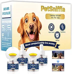 120Day Adanced Dog Calming Diffuser, Calming Pheromones Diffuser Kit Appeasing Pheromone Diffuser to Calm (2Plug in+4Refill+Interactive GiftCard) for Anxiety Separation Aggression Barking Stress