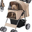 Pet Stroller, 4 Wheels Pet Strolling Cart for Medium/Small Dogs and Cats, Khaki