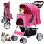 4 Wheels Pet Stroller for Small Medium Dogs Cats 10-33 lbs, Pink