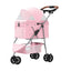 Pet Stroller for Small/Medium Dogs and Cats, Foldable 3 Wheel Jogger with One-Click Fold, Breathable Mesh, Storage Basket, Cup Holder, Weather Cover, (Pink)