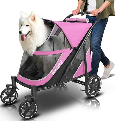 Petbobi Dog Stroller for Large & Medium Dogs - for Large Senior Pets up to 80 lbs, Pink