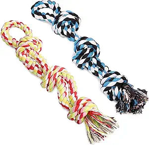 UPSKY Dog Rope Toys 2 Nearly Indestructible Pet Toys for Medium to Large Breed, Dental Cleaning Chew Toys, Dogs Tug Toy for Boredom, Teething for Aggressive Chewers